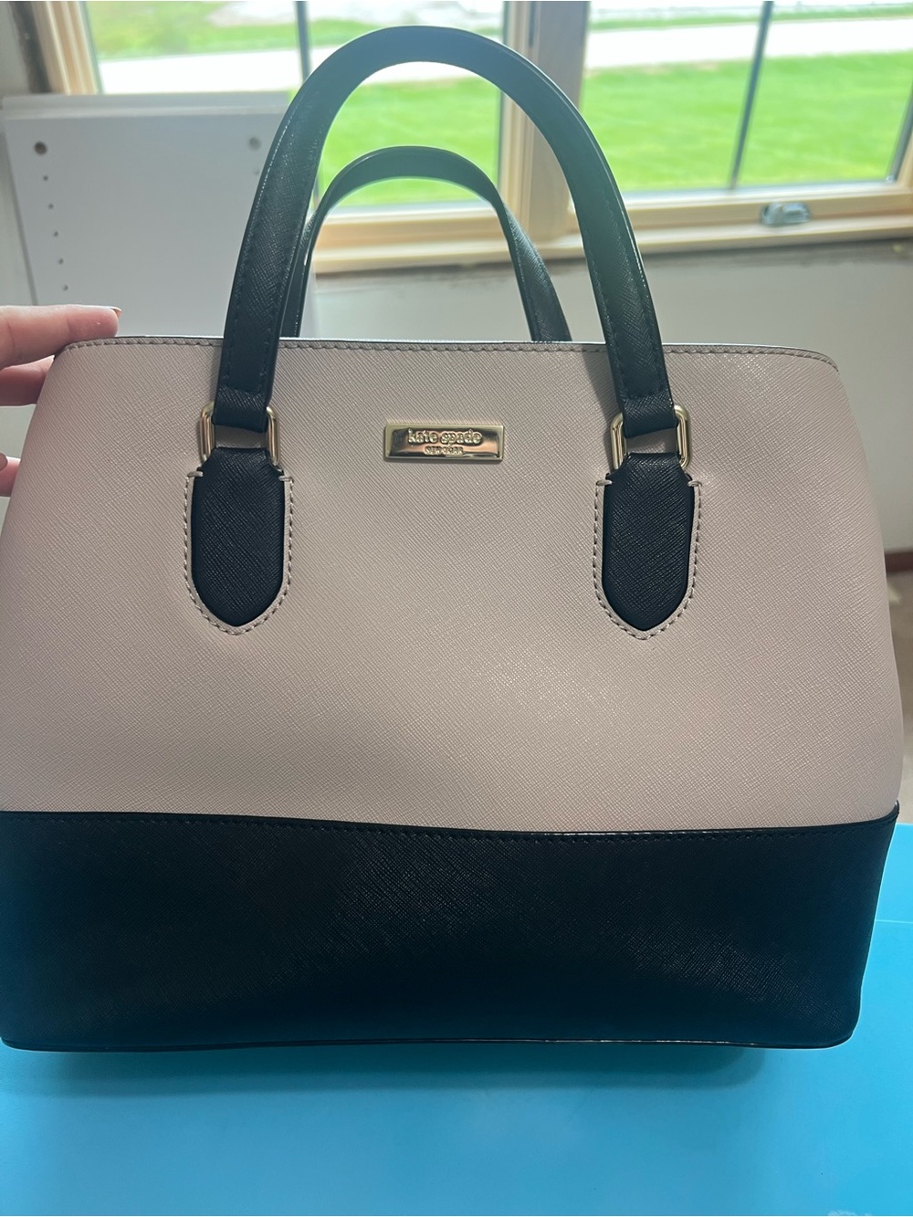 Kate Spade Two-Tone Leather Satchel in Black & Blush